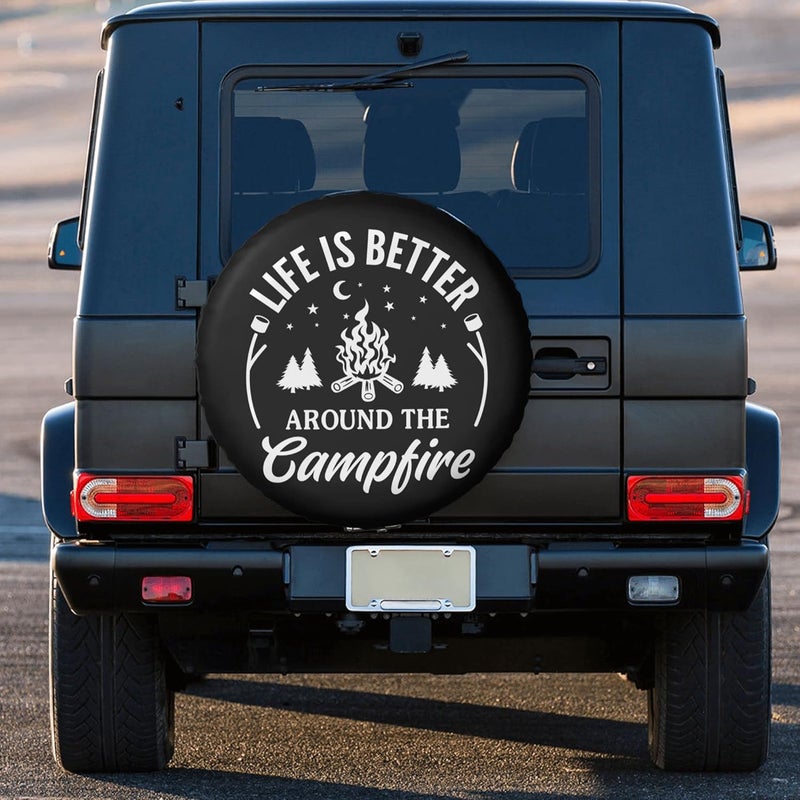 kdkdua Life is Better Around The Campfire Rv Spare Tire Cover for RV Trailer Camper Wheel Protectors Weatherproof Universal for Trailer Rv SUV Truck Travel Trailers (16 inch) - Image 3